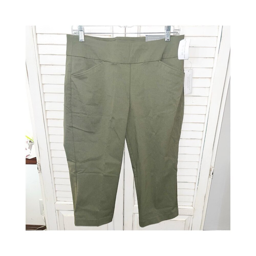 NWT Christopher & Banks Womens Signature Slimming Modern Fit Capri Olive Sz 8